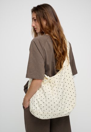 moshi moshi mind, DOTTED HALF MOON BAG - Kabelka - ecru black dots