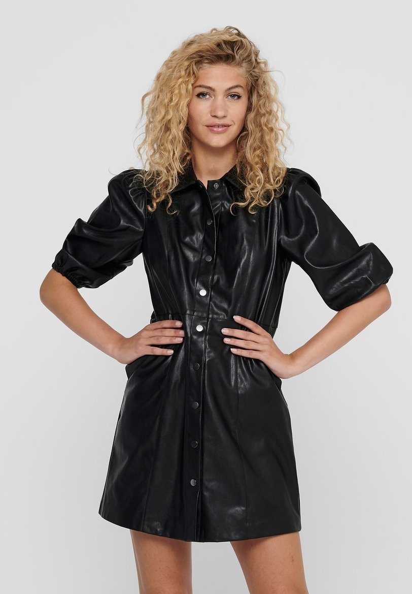 ONLY KLEID KUNSTLEDER - Blusenkleid - black/schwarz - Zalando.de