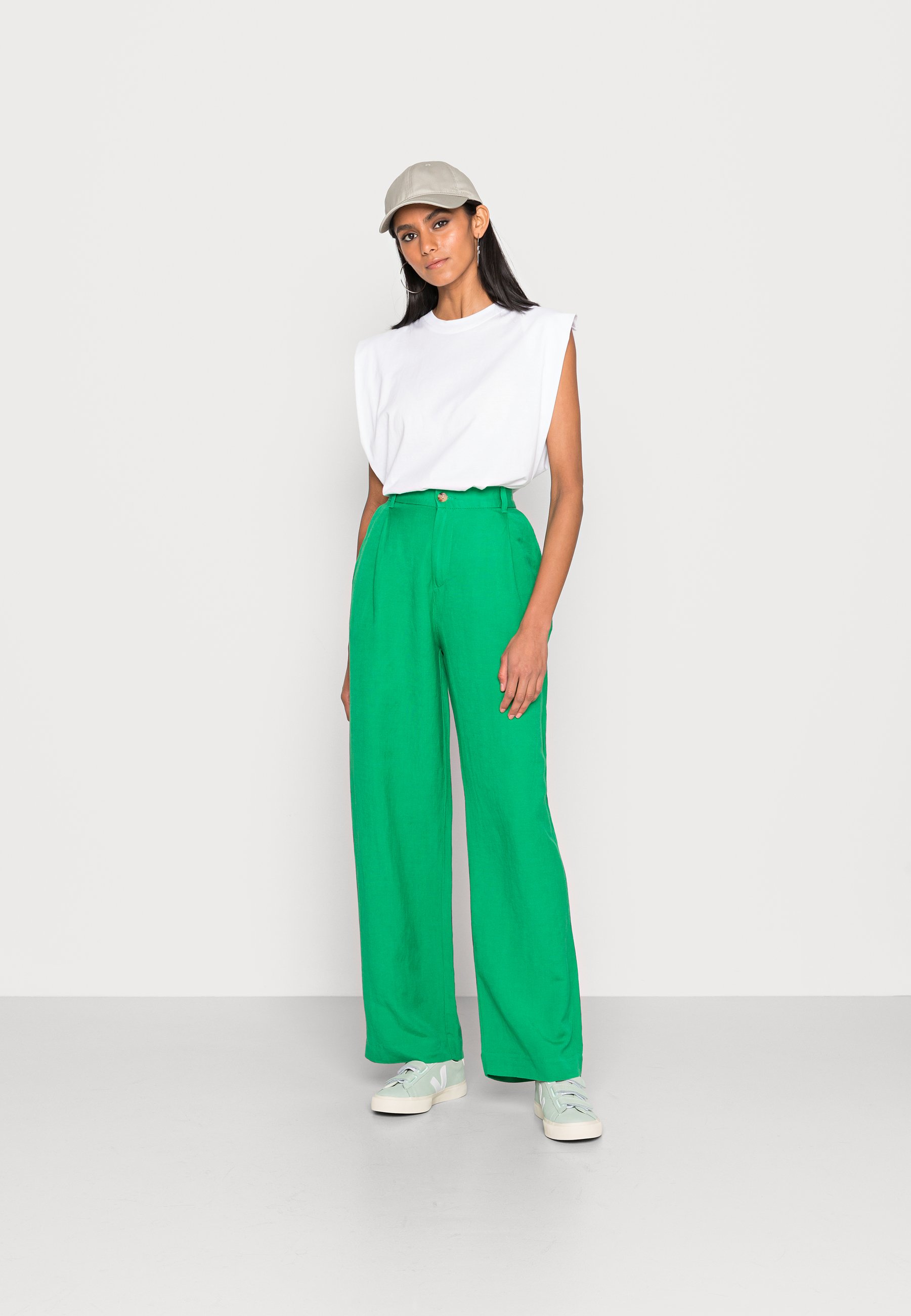 green trousers