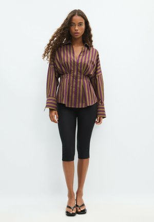 Stradivarius, PLEATED POPLIN SHIRT - Chemisier - mottled dark green