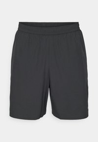 Czarne sportowe szorty wykonane z lekkiego materiału. Wyposażone w elastyczny pas dla wygody i prosty krój. Brak widocznych kieszeni.