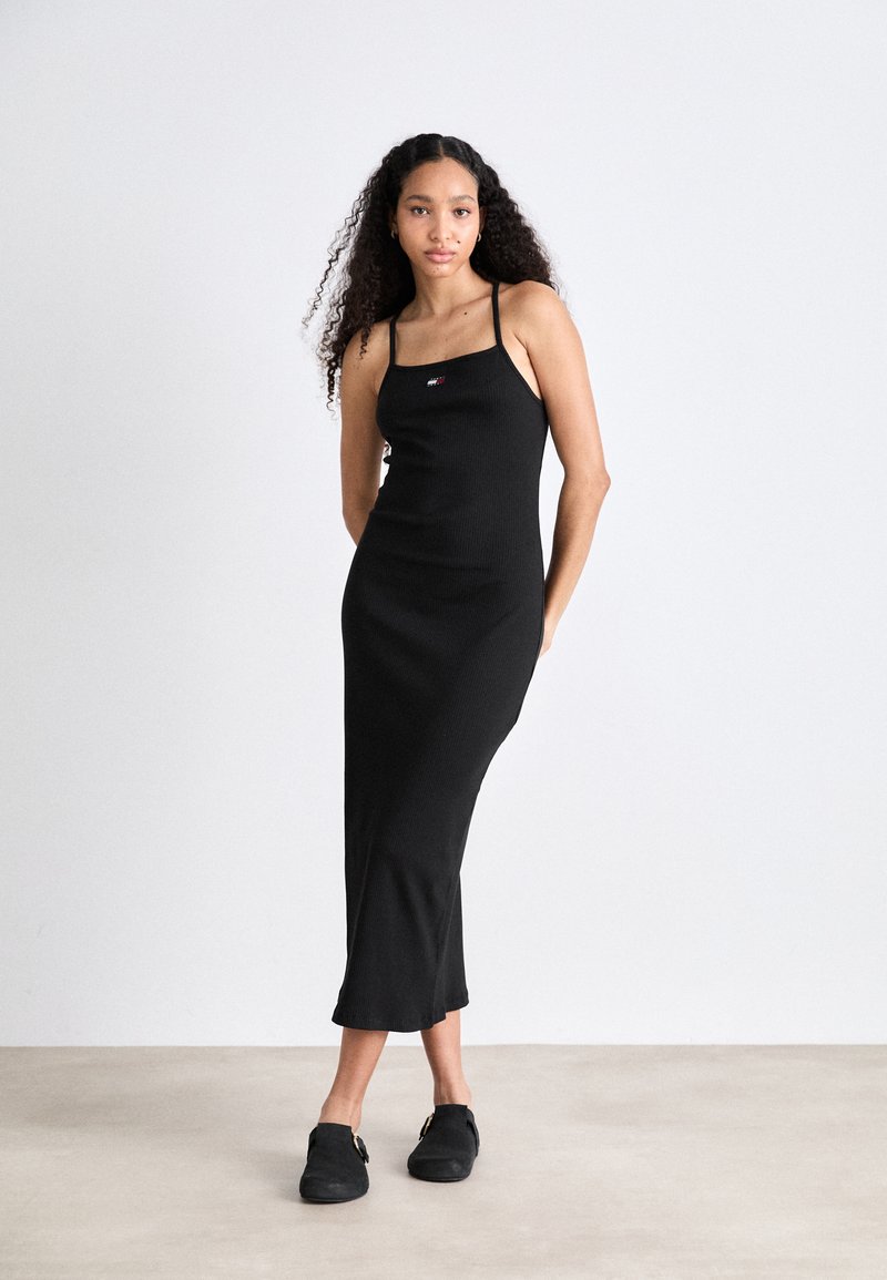Tommy Jeans STRAPPY BADGE DRESS - Jersey dress - black