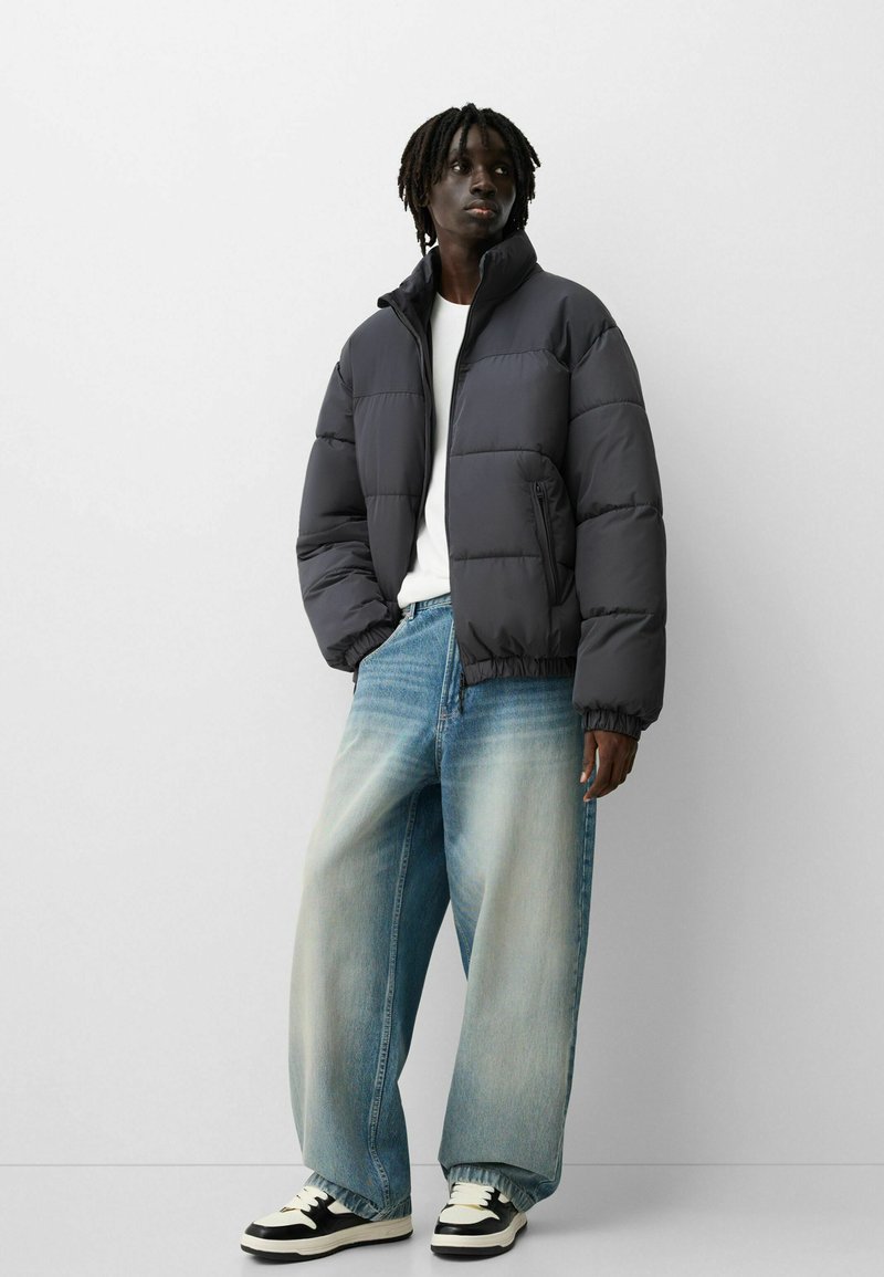 Bershka Winterjas blauwgrijs