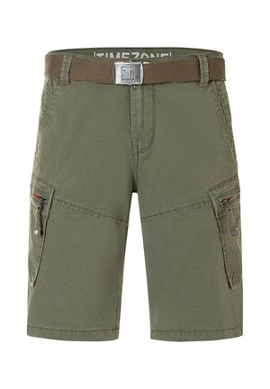 TIMEZONE, CARGO-SHORTS GÜRTEL KNIELANG REISSVERSCHLUSS REGULAR FIT  - Shorts - olive
