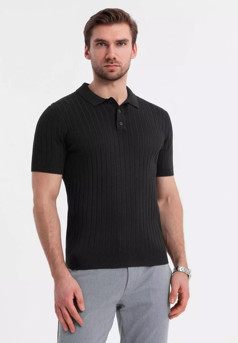 Ombre - SLIM FIT POSS - Polo shirt - black, Enlarge