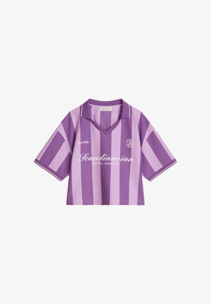 Marc O'Polo, MOP CLUB '67 FOOTBALL TRIKOT SHIRT, CROPPED, STRIPED - Poloshirt - vibrant lilac