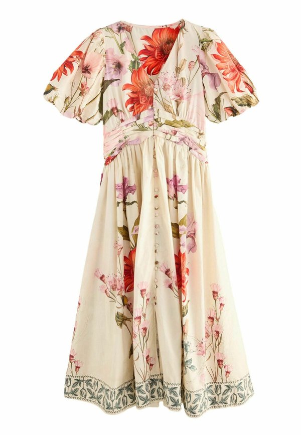 REGULAR FIT - PUFF SLEEVE BUTTON DOWN - Freizeitkleid - ecru cream floral