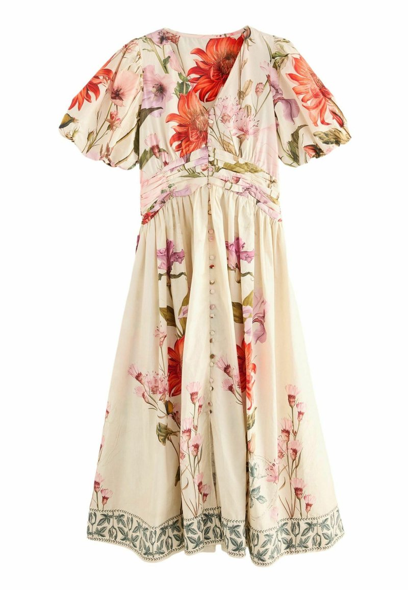 Next - REGULAR FIT - PUFF SLEEVE BUTTON DOWN - Kasdienė suknelė - ecru cream floral, Padidinti
