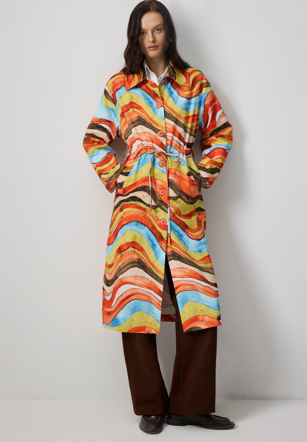 GATHERED WAIST ABSTRACT PATTERNED  - Klassischer Mantel - patterned