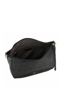 Borsa a mano in pelle nera con superficie liscia, chiusura a zip e una tasca interna. Logo Gabor sul davanti, con dettagli in metallo.