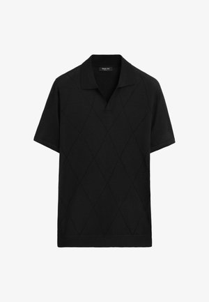 Massimo Dutti, ARGYLE KNIT POLO SWEATER - Polo - black