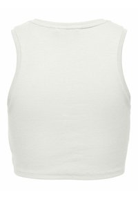Lichtgrijze katoenen tanktop met een geribbelde textuur, mouwloos ontwerp, ronde halslijn en een schone zoomlijn. Geen zichtbare versieringen of patronen.