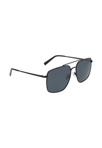 Occhiali da sole in metallo nero con forma quadrata e lenti scure. Stanghette sottili con punte in gomma e naselli regolabili per il massimo comfort.