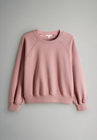 Roze sweatshirt met een ronde hals, raglanmouwen en elastische boorden. Zachte stoftextuur met een eenvoudig en strak ontwerp.