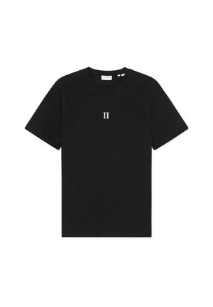 T-shirt nero in cotone con maniche corte e scollatura rotonda. Al centro del petto c'è la scritta bianca stampata 'II.'