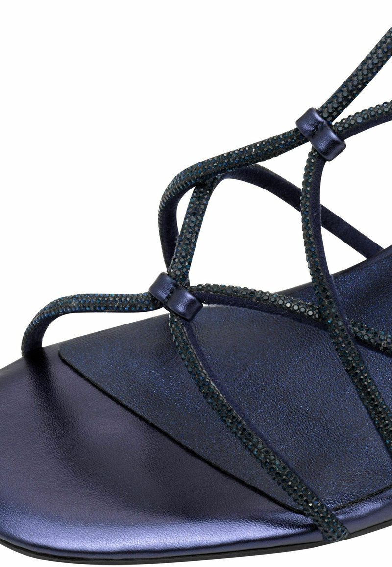 Sugar - Sandalias De Tacón De Bloque Para Mujer, Puntera Abierta, Correa Al Tobillo, Zapatos De Vestir Cómodos Para Bodas Y Uso Casual, Marino, 23 Cm