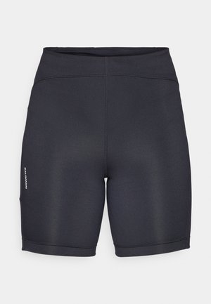 Czarne szorty sportowe z gładkiego, elastycznego materiału. Posiadają wysoki pas i detale logo po bokach. Prosty, elegancki design.