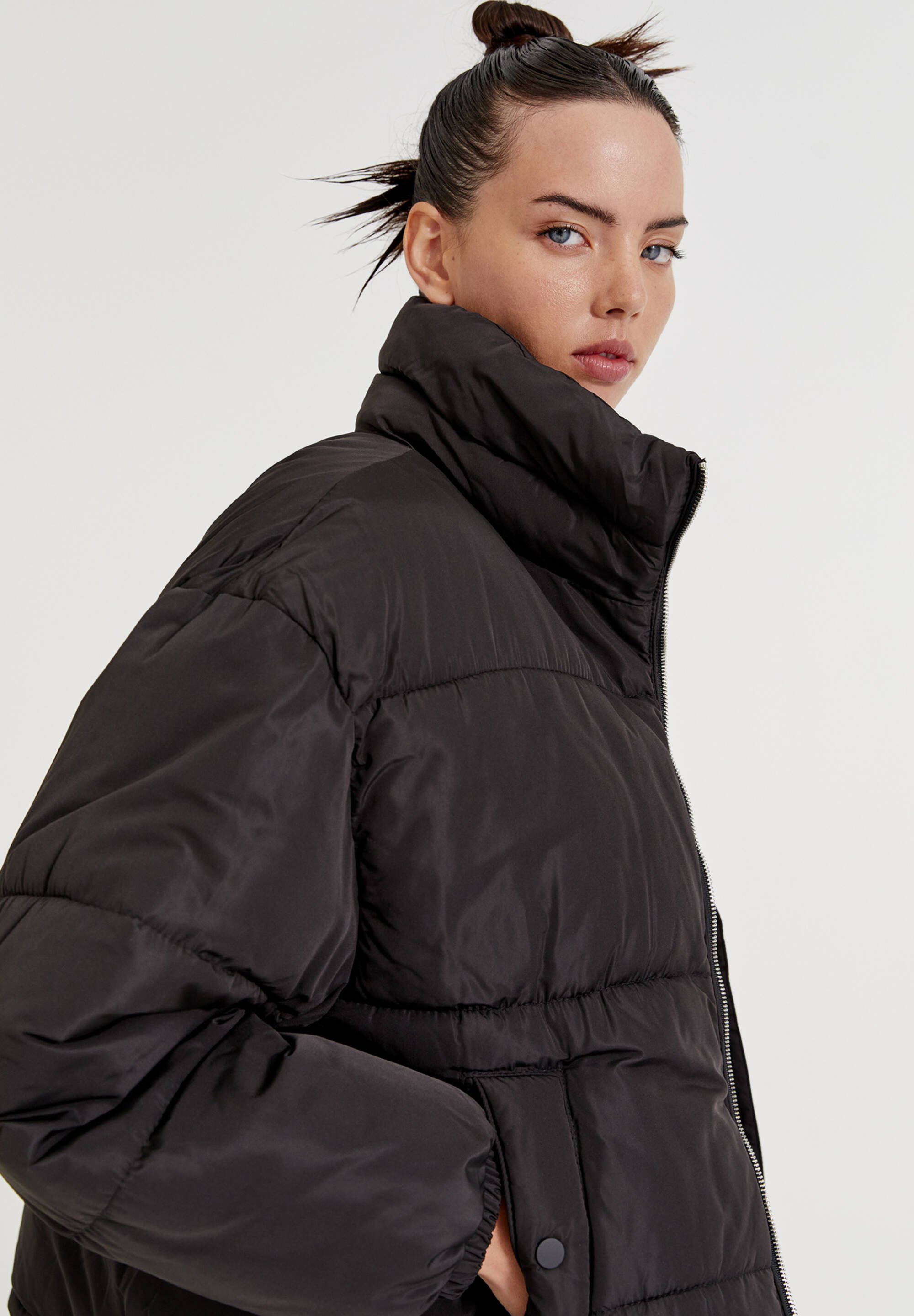 pull and bear high collar puffer jacket