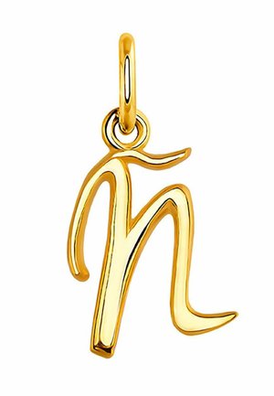 Colgante de oro con una forma estilizada de la letra "n" minúscula, acabado suave y un pequeño aro para su sujeción.