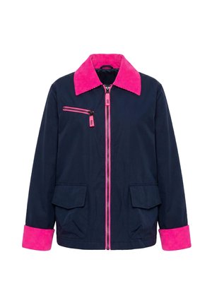 LAURASØN, COLOR POP CORDUROY DETAIL ZIP-UP JACKET - Kurzmantel - marine