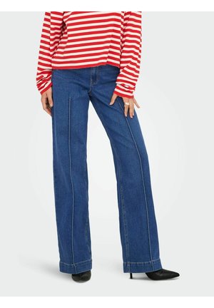 ONLJUICY HOHE TAILLE WEITER  - Leveälahkeiset - medium blue denim