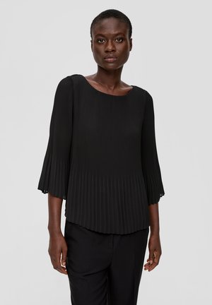 MIT PLISSEEFALTEN - Blouse - schwarz