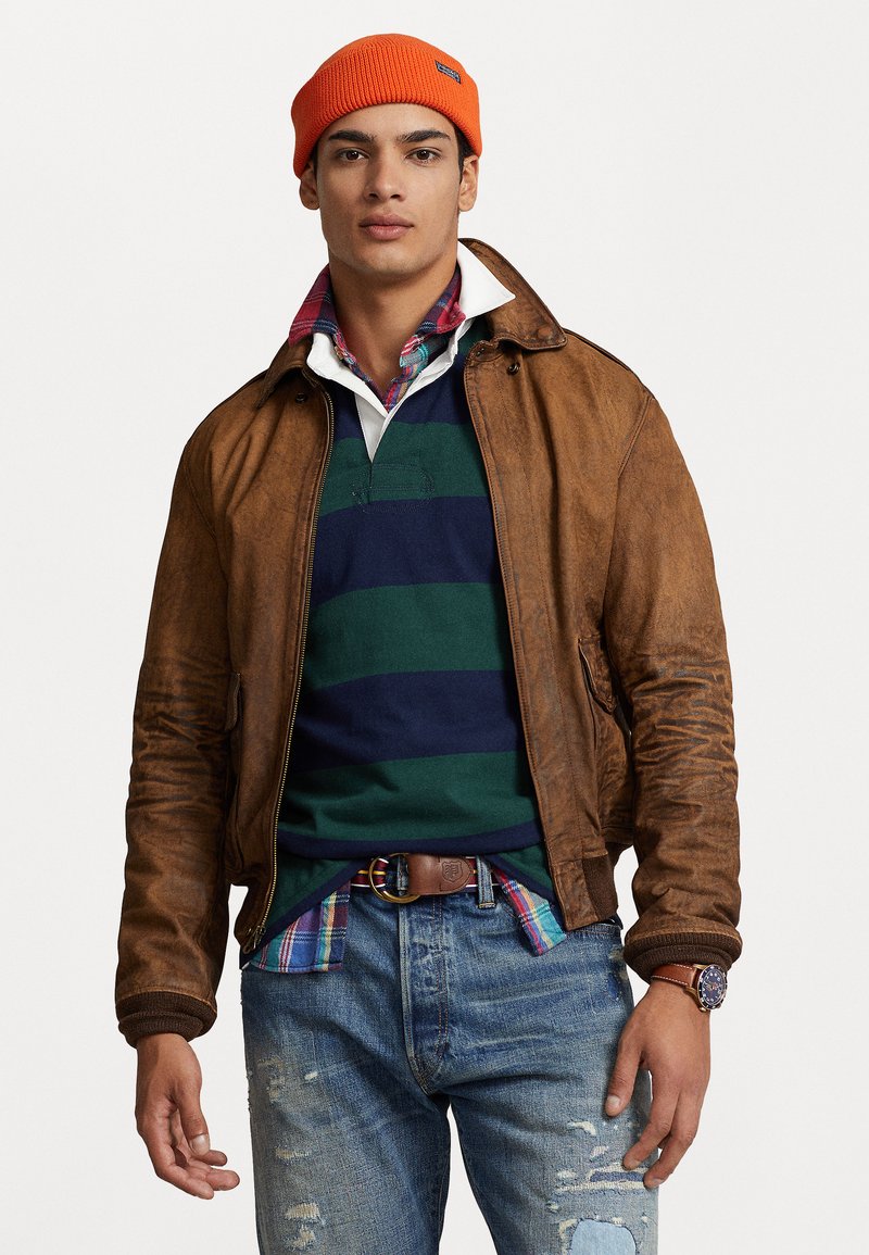 Polo Ralph Lauren LINED Veste en cuir teak/marron clair ZALANDO.FR