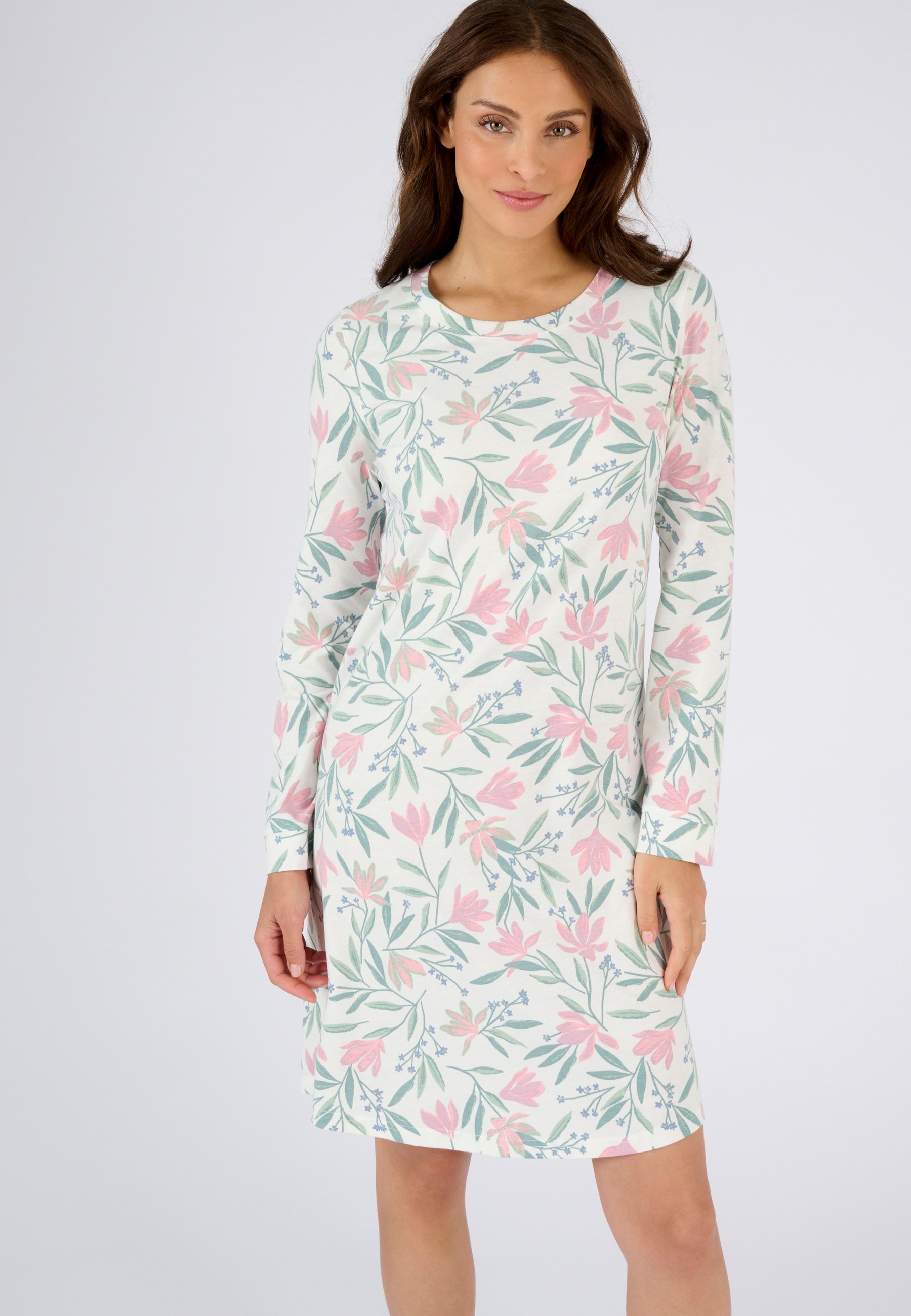 Damart Chemise de nuit Nuisette ivoire fleuri/blanc ZALANDO