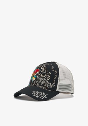 Ed Hardy, UNISEX EMBROIDERED 1971 KOI FISH 5 PANEL - Cappellino - black