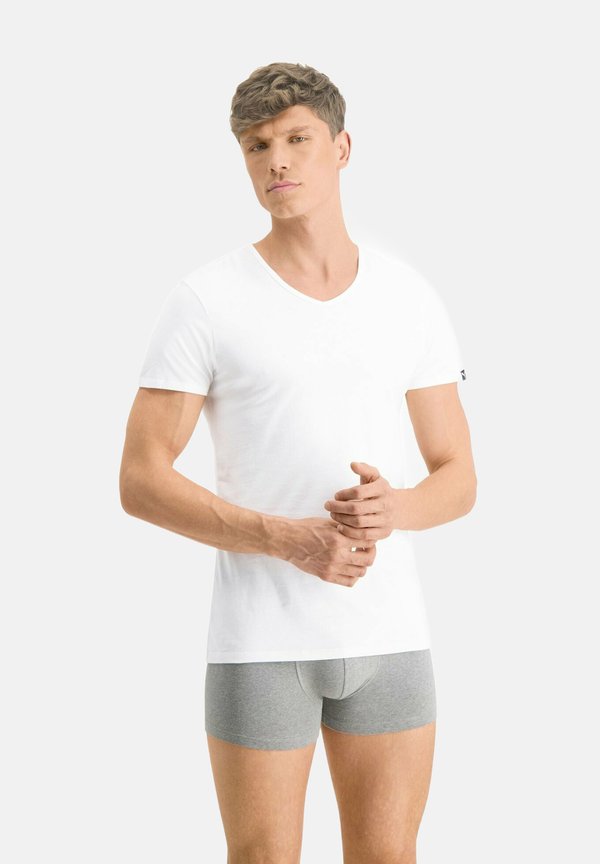 4ER PACK - BASIC V-NECK KURZARM UNI - Undershirt - weiß