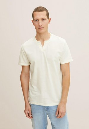 T-shirt basic - light beige structured stripe