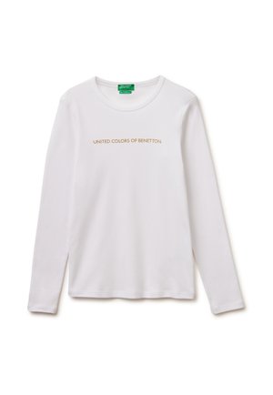 United Colors of Benetton, LONG SLEEVE T-SHIRT WITH GLITTER LOGO.. - Long sleeved top - white