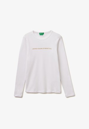 United Colors of Benetton, LONG SLEEVE T-SHIRT WITH GLITTER LOGO.. - Langarmshirt - white