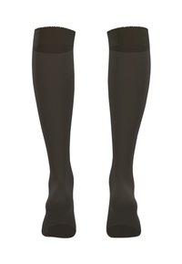 Knähöga genomskinliga strumpor i mörkbrunt, med en vågig toppkant. Slät textur med en åtsittande form för en snygg look.