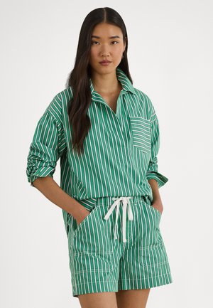 STRIPED COTTON BROADCLOTH CROPPED SHIRT - Blúzka - green/white