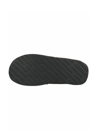 Semelle de chaussure noire avec un motif texturé répété en diagonale sur toute la surface, portant le texte "SHEPHERD".