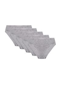 Grijs katoenen briefondergoed set, met een klassieke snit, een gladde textuur en een elastische tailleband. Bevat vijf paar.