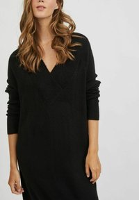 VILA VIMADELIA VNECK DRESS - Stickad klänning - black
