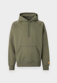 Φούτερ λαδί φτιαγμένο από απαλό μείγμα βαμβακιού, με τσέπη καγκουρό, ρυθμιζόμενο κορδόνι στο καπάκι και ριμπ μανσέτες.