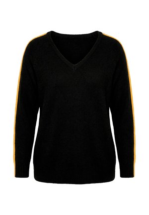 MIAMODA, PULLOVER, BEQUEMER FIT, RAGLANÄRMEL, FARBIGES PIPING - Jumper - black