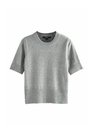 Next, REGULAR FIT - SUPER SOFT SHORT SLEEVE KNITTED TOP . - Tričko s potlačou - grey