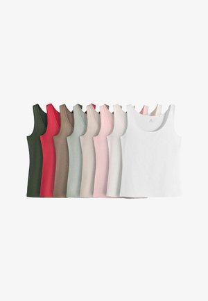 THE SET, REGULAR FIT - 8 PACK SCOOP NECK WIDE STRAP VESTS . - Top - brown red khaki green pink neutral white