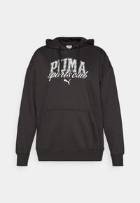 Felpa nera con cappuccio e tasca a marsupio, presenta una grafica e un logo bianco "PUMA sports club". Realizzata in morbido tessuto per felpe con un fit rilassato.
