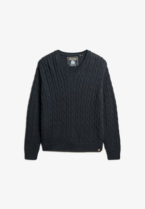 Superdry & Co V NECK CABLE - Jumper - eclipse navy