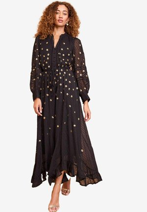 REGULAR FIT - SEQUIN POLKA DOT V NECK - Maksimekko - black