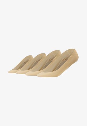 Nackte, nahtlose Ballerinas mit spitz zulaufender Zehenpartie. Hergestellt aus flexiblem Material, mit glatter Textur und ohne sichtbare Metallteile.