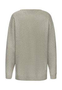 Hellgrüner, gestrickter Pullover mit lockerer Passform, Rundhalsausschnitt und langen Ärmeln. Verfügt über eine strukturierte Oberfläche sowie gerippte Säume und Bündchen.