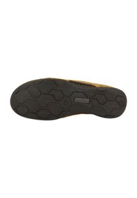 Suela de goma con patrón de relieve hexagonal, en color marrón con una superficie texturizada y un perfil estrecho para mejorar la adherencia y la durabilidad.