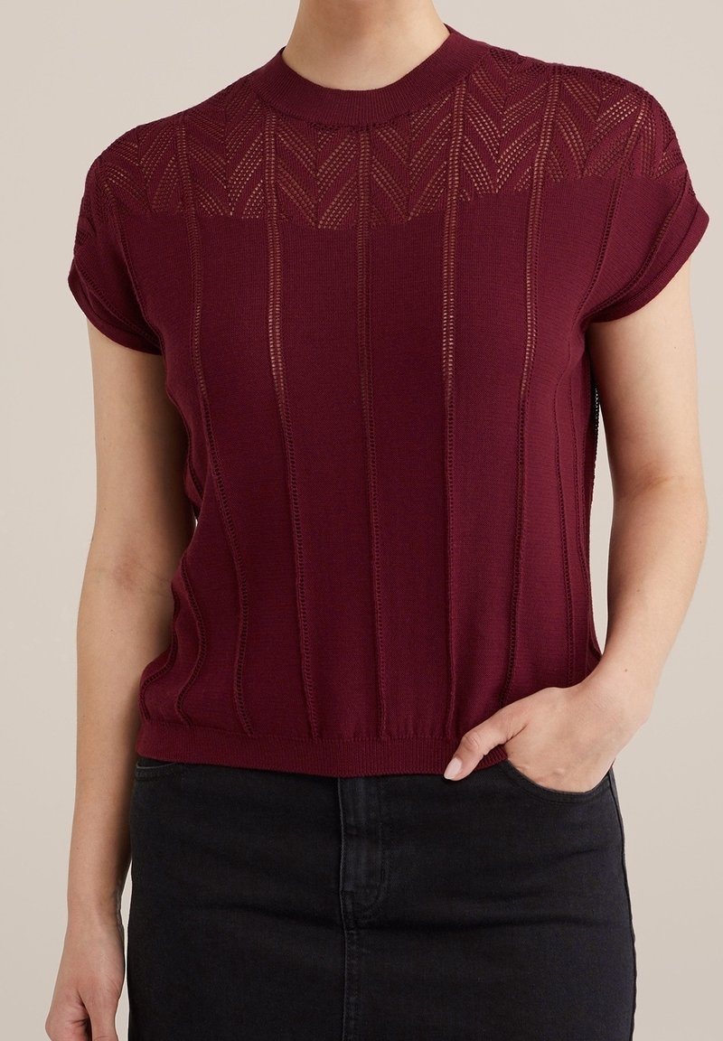 WE Fashion Stickad tröja - bordeaux