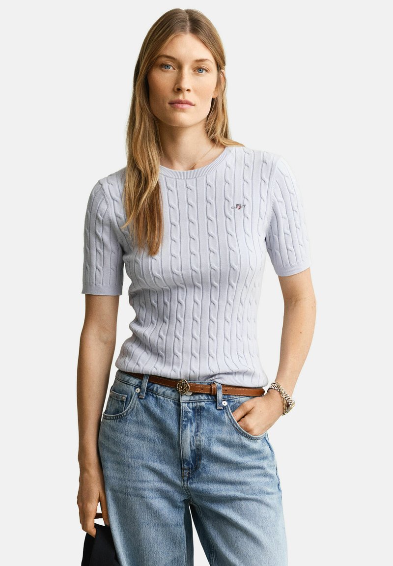 GANT STRETCH CABLE - Triko s potiskem - light blue